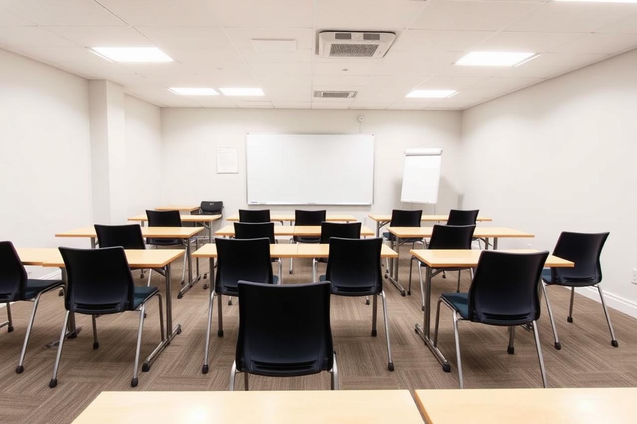 Sala de treinamento da CONT em formato escolar